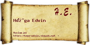 Hága Edvin névjegykártya